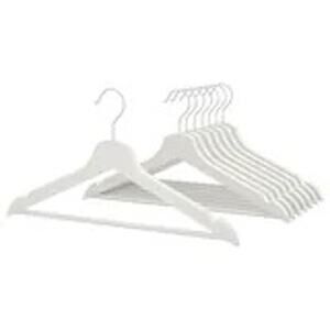 IKEA Bumerang Wooden Clothes Hangers White Set of 8 NWT